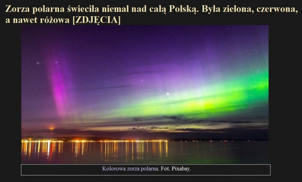 Zorza polarna świeciła niemal nad całą Polską. Była zielona, czerwona, a nawet różowa [ZDJĘCIA].jpg