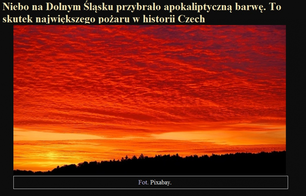 Niebo na Dolnym Śląsku przybrało apokaliptyczną barwę. To skutek największego pożaru w historii Czech.jpg