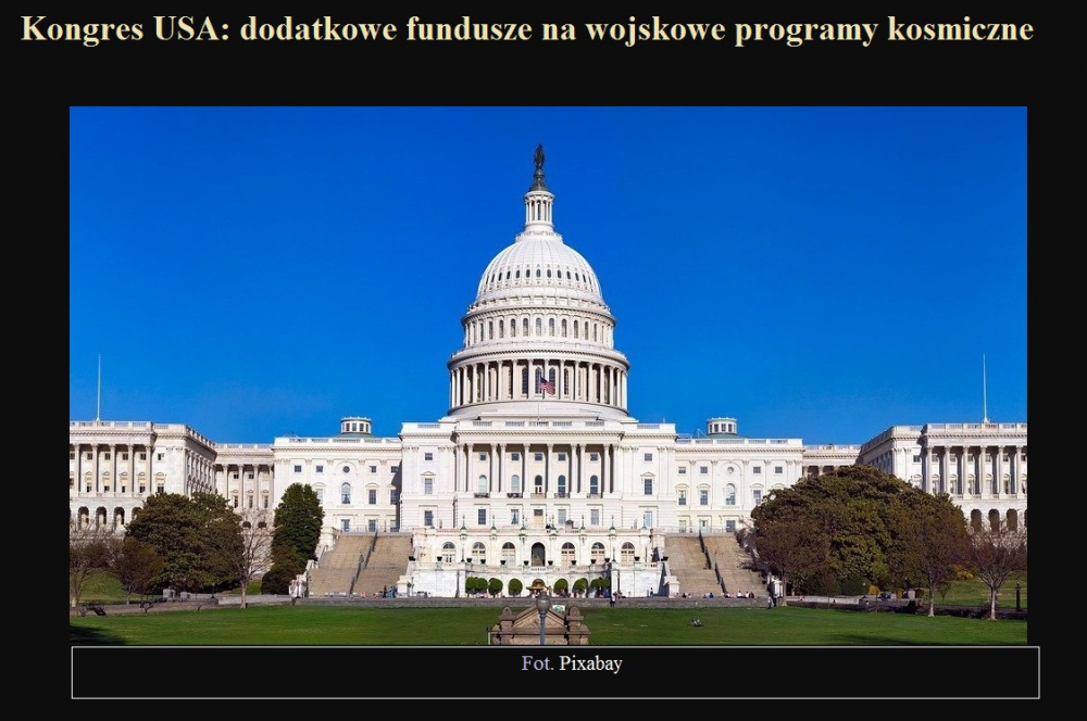Kongres USA dodatkowe fundusze na wojskowe programy kosmiczne.jpg