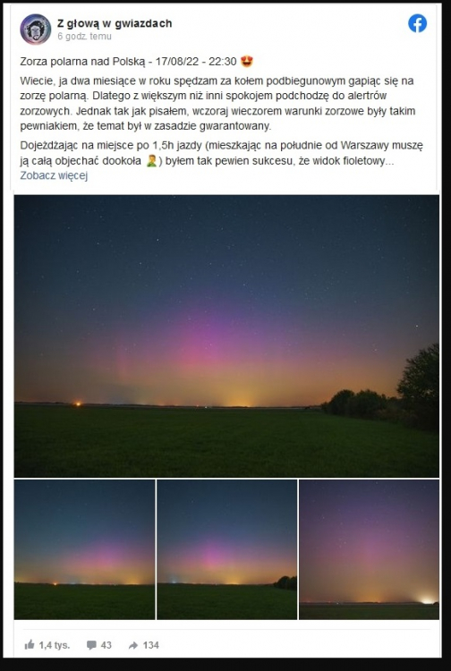 Zorza polarna rozjaśniła niebo nad Polską. Zjawisko w obiektywie Reportera 24.3.jpg