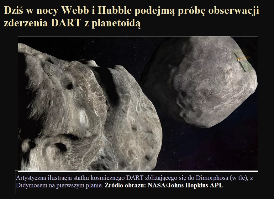 Dziś w nocy Webb i Hubble podejmą próbę obserwacji zderzenia DART z planetoidą.jpg