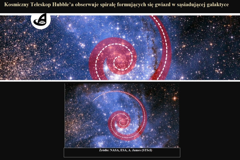 Kosmiczny Teleskop Hubble?a obserwuje spiralę formujących się gwiazd w sąsiadującej galaktyce.jpg