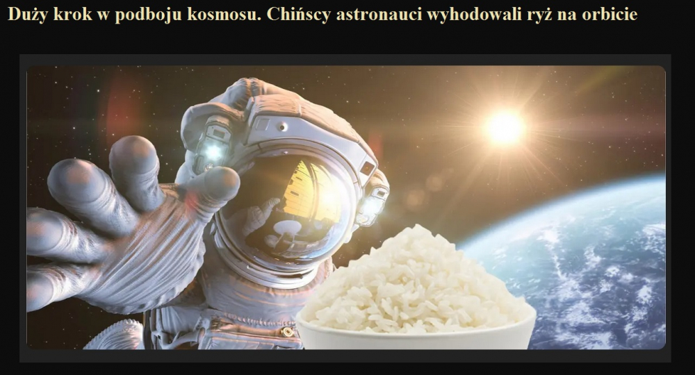 Duży krok w podboju kosmosu. Chińscy astronauci wyhodowali ryż na orbicie.jpg