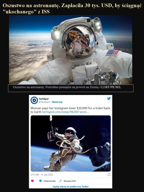 Oszustwo na astronautę. Zapłaciła 30 tys. USD, by ściągnąć ukochanego z ISS.jpg
