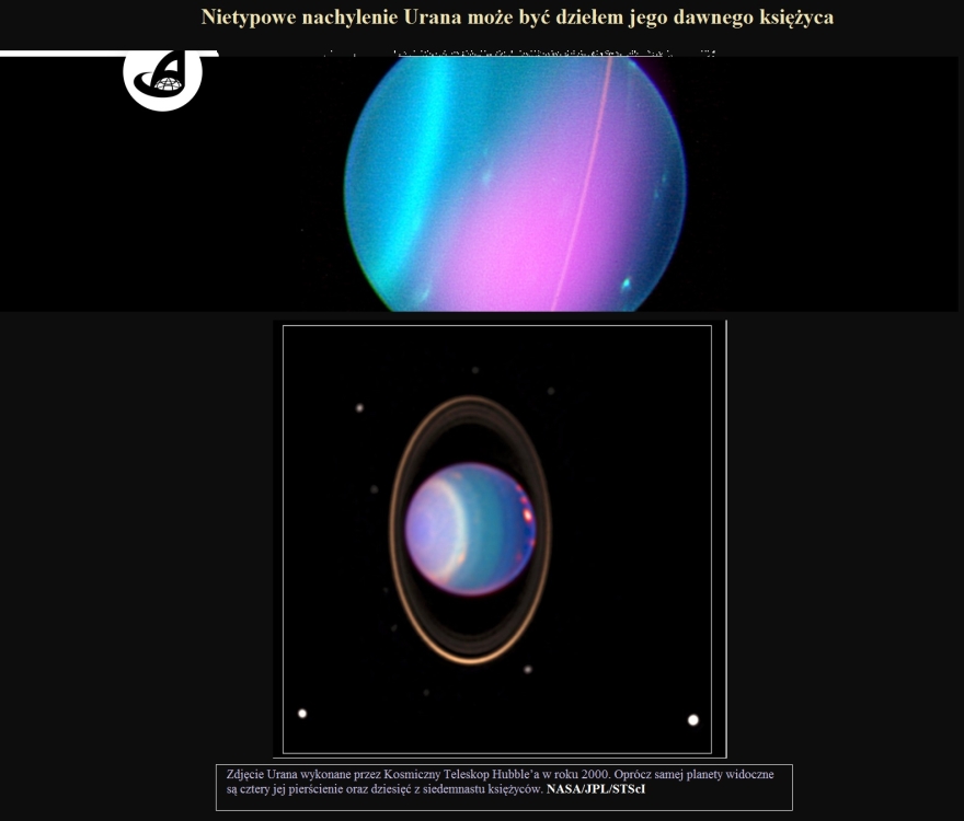 Nietypowe nachylenie Urana może być dziełem jego dawnego księżyca.jpg