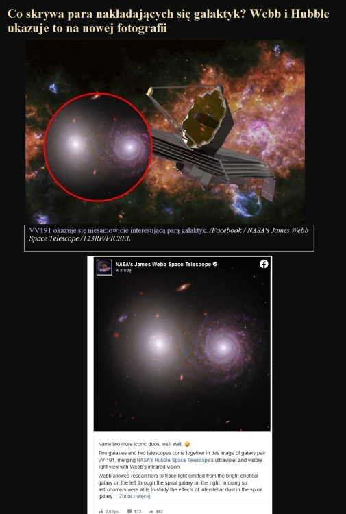 Co skrywa para nakładających się galaktyk Webb i Hubble ukazuje to na nowej fotografii.jpg
