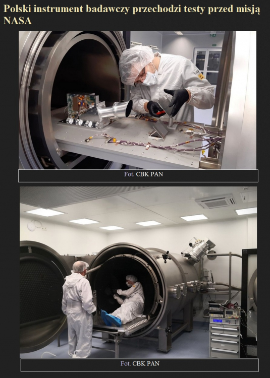 Polski instrument badawczy przechodzi testy przed misją NASA.jpg