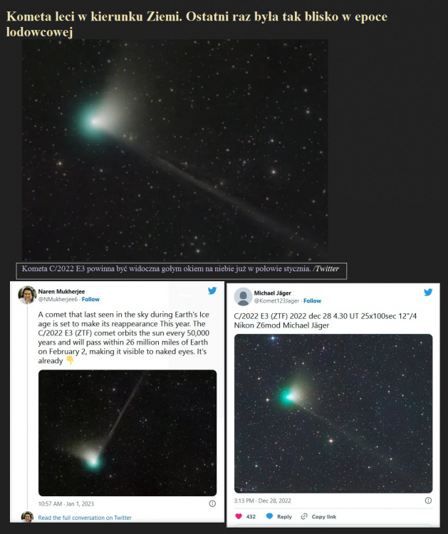 Kometa leci w kierunku Ziemi. Ostatni raz była tak blisko w epoce lodowcowej.jpg