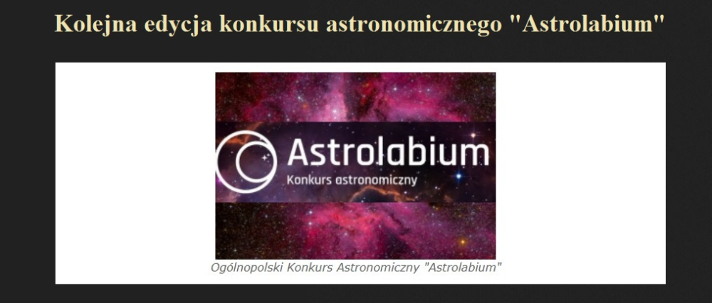 Kolejna edycja konkursu astronomicznego Astrolabium.jpg