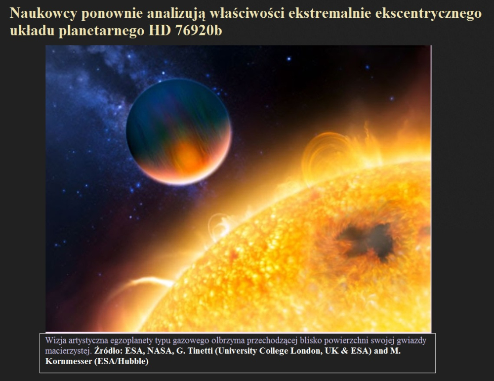 Naukowcy ponownie analizują właściwości ekstremalnie ekscentrycznego układu planetarnego HD 76920b.jpg