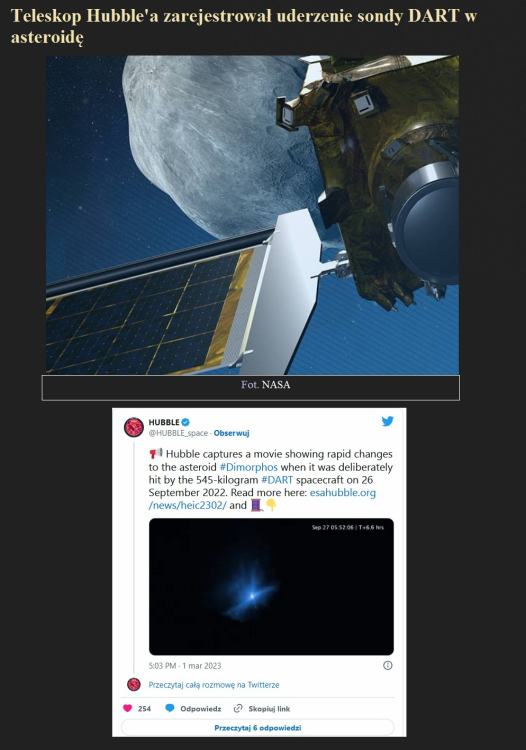 Teleskop Hubble'a zarejestrował uderzenie sondy DART w asteroidę.jpg