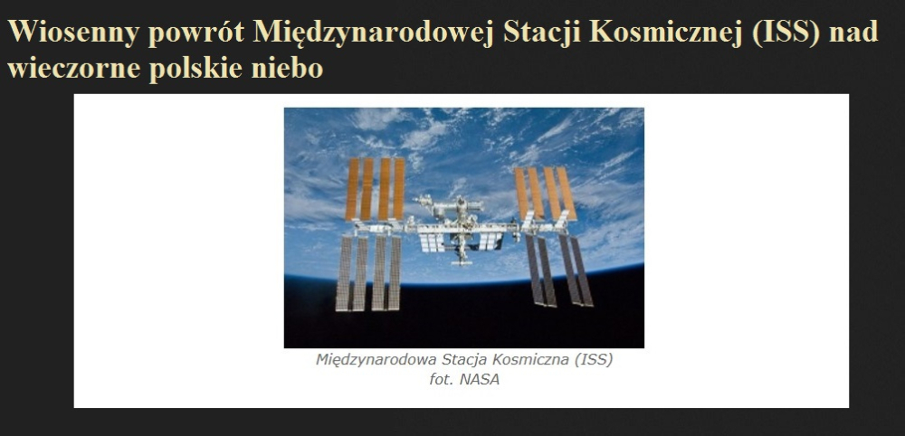 Wiosenny powrót Międzynarodowej Stacji Kosmicznej (ISS) nad wieczorne polskie niebo.jpg