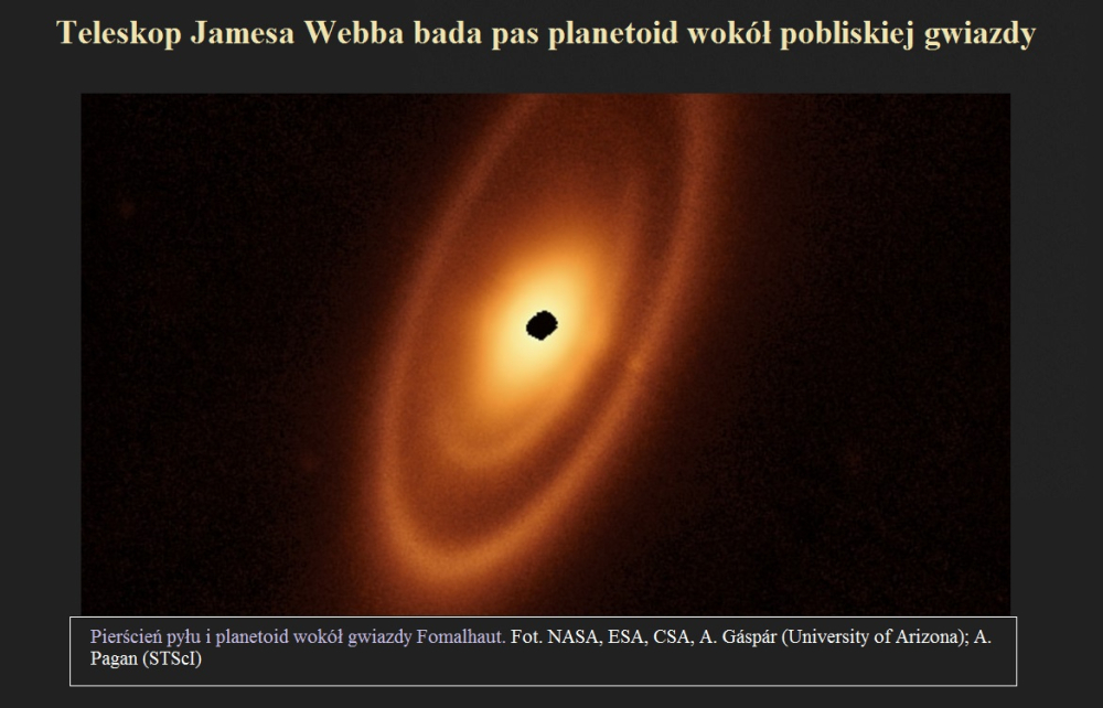 Teleskop Jamesa Webba bada pas planetoid wokół pobliskiej gwiazdy.jpg