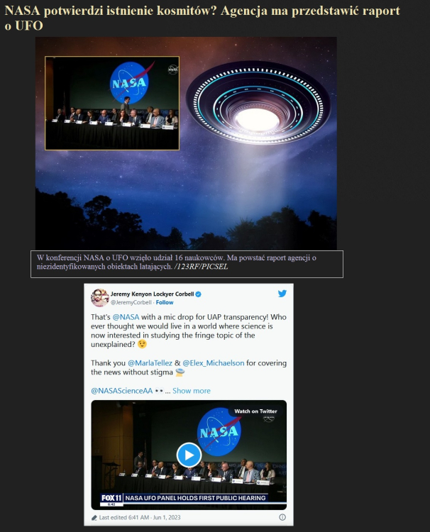 NASA potwierdzi istnienie kosmitów Agencja ma przedstawić raport o UFO.jpg